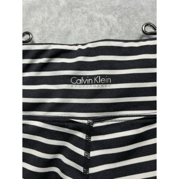 Calvin Klein Women's Small Performance Capri Leggings Black White Stripe - Picture 4 of 6